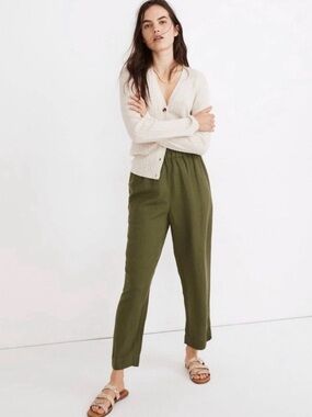 Madewell Olive Relaxed High-Rise Cropped Trousers